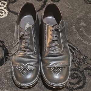 Versace Black Oxfords with Wingtip Design and Broguing